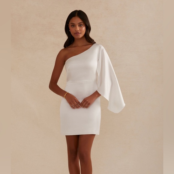 Birdy Grey Tina Dress Size Medium M NWT One Shoulder White Mini Bridal Coquette - Picture 6 of 8